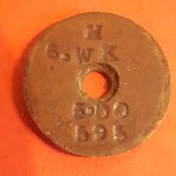 RARE disque laiton de crosse avec sa vis marquages du WARWICKSHIRE REGIMENT