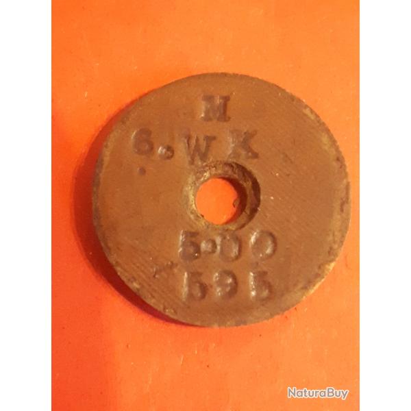 RARE disque laiton de crosse avec sa vis marquages du WARWICKSHIRE REGIMENT