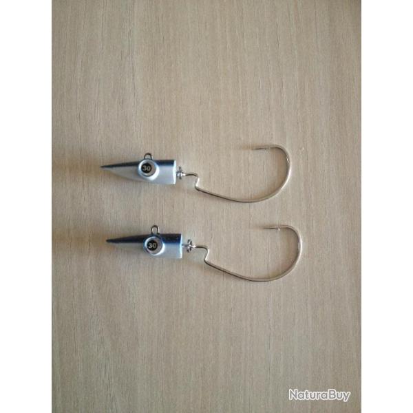 T�te plomb�e mer Hookers eel project 30 G Bleu argent