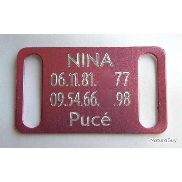 PLAQUE M�daille grav�e rose collier Chien harnais gravure offerte gm