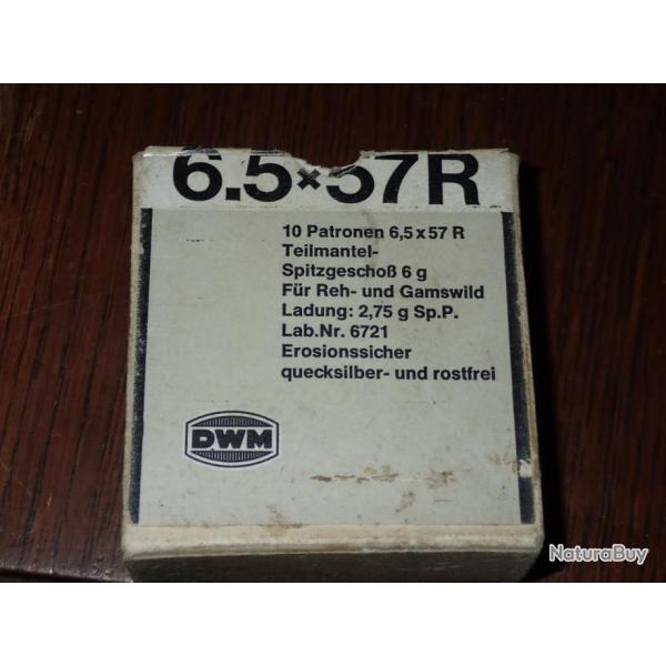 Boite ancienne contenant 9 douilles - calibre 6,5x57R - Marque DWM