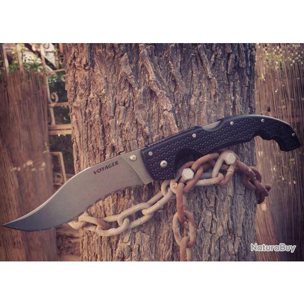 Couteau Cold Steel XL Voyager Vaquero Lame Acier AUS-10A Manche Griv-Ex Tri-Ad Lock Clip CS29AXVS