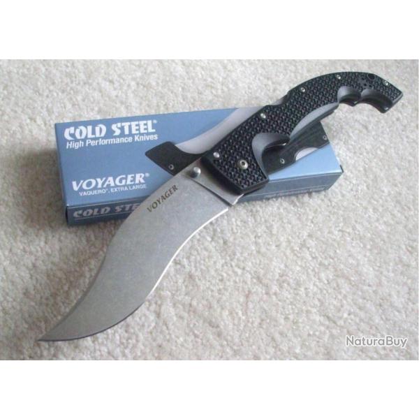Couteau Cold Steel XL Voyager Vaquero Lame Acier AUS-10A Manche Griv-Ex Tri-Ad Lock Clip CS29AXV