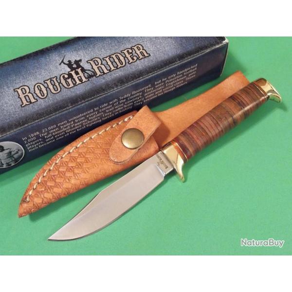 Lot de Couteaux De Chasse 3 Skinner Short Skinner Leather Wrapped Manche & Etui Cuir RR1636 -