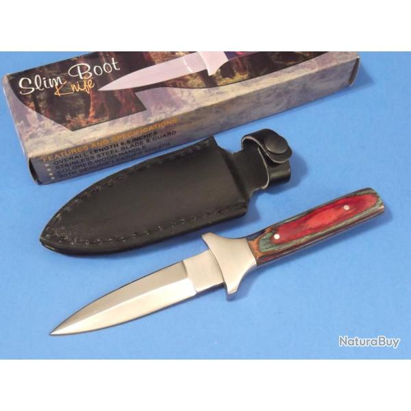 Lot de Couteaux De Botte 3 Dagues Lame Acier Inox Manche Bois PA7822