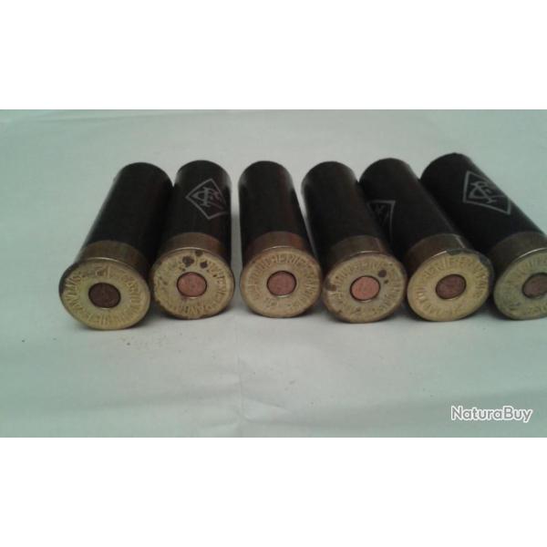 lot de 6 �tui carton amorc�s "Cartoucherie Fran�aise" cal 12