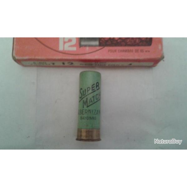 1 cartouche Super Match ancienne cal 12 plomb n 4 tui carton Bernizan  Bayonne