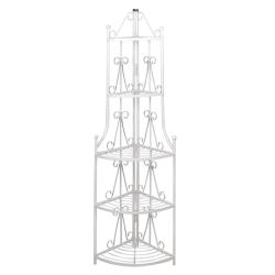 &Eacute;tag&egrave;re d'angle 5 niveaux acier blanc int&eacute;rieur ou ext&eacute;rieur pour plantes fleurs 2702004