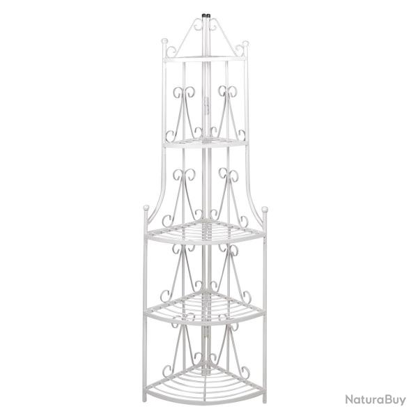 �tag�re d'angle 5 niveaux acier blanc int�rieur ou ext�rieur pour plantes fleurs 2702004