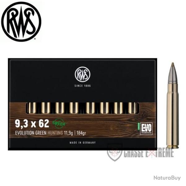 20 Munitions RWS Cal 9.3X62 184Gr Evo Green