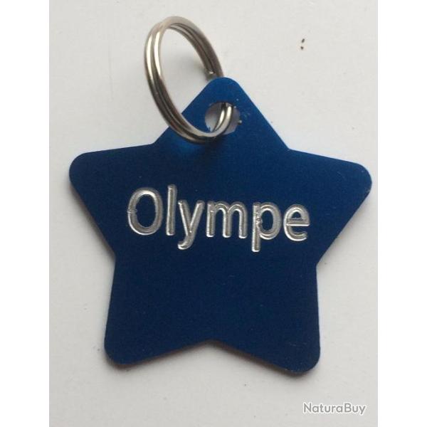 MEDAILLE GRAV�E CHIEN ETOILE BLEU (GM) harnais gravure 1 ou 2 faces