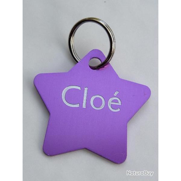 MEDAILLE GRAV�E CHIEN ETOILE VIOLETTE (GM) harnais gravure 1 ou 2 faces