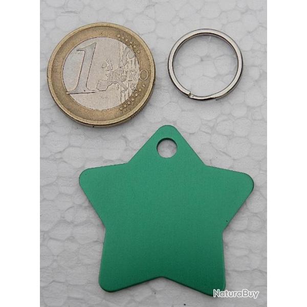 MEDAILLE GRAV�E CHIEN ETOILE VERTE (GM) harnais gravure 1 ou 2 faces