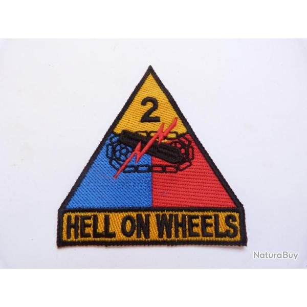 INSIGNE TISSU DE LA 2 EME DIVISION BLINDEE US "HELL ON WHEELS"