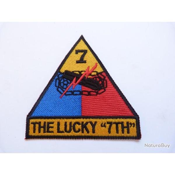 INSIGNE TISSU DE LA 7 EME DIVISION BLINDEE US "THE LUCKY 7TH"