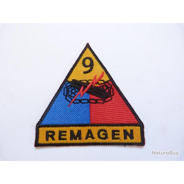 INSIGNE TISSU DE LA 9 EME DIVISION BLINDEE US "REMAGEN"