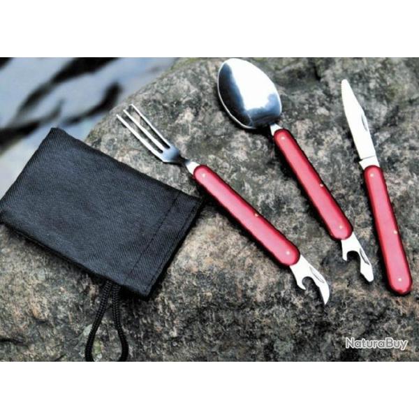 Set Couverts 3 Pi�ces Inox Multifonctions Camping Chasse P�che Rondo Bivouac?