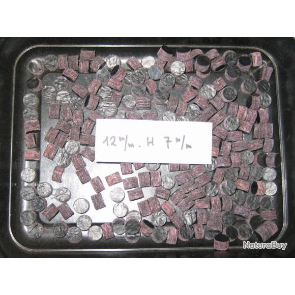 100  Bourres  feutre  gris  cal  12 mm  ( carabine de jardin )  hauteur  7 mm .