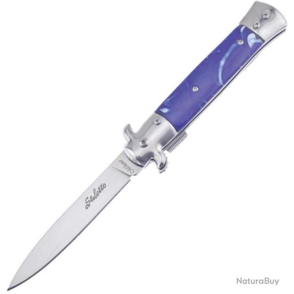 Couteau Frost Cutlery Italian Stiletto Milano A/O Lame Acier Inox Manche Blue Synth�tique FISM001BL