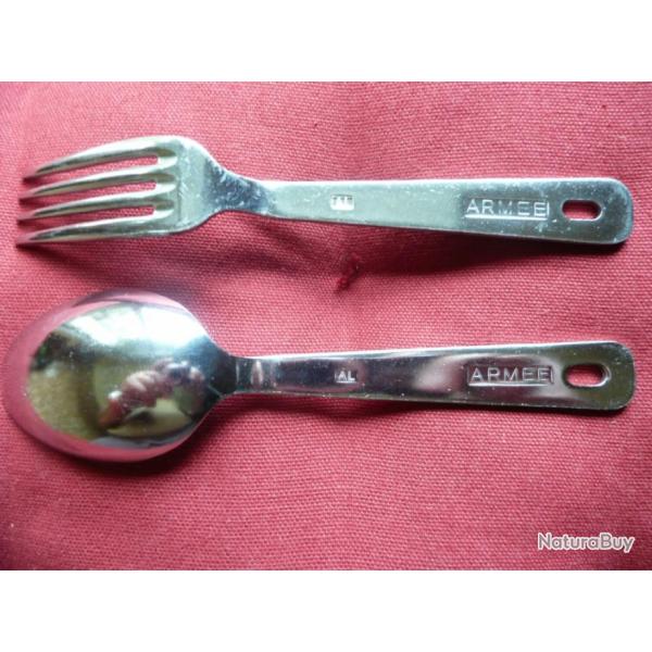 cuillre + fouchette en inox 17 cms Arme Franaise couvert Neuf de stock !