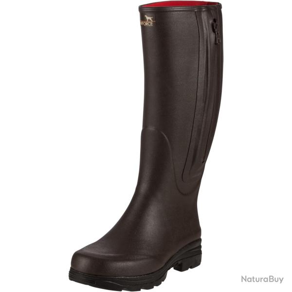 Bottes en caoutchouc avec fermeture �clair et doublure en n�opr�ne Couleur Brun fonc�