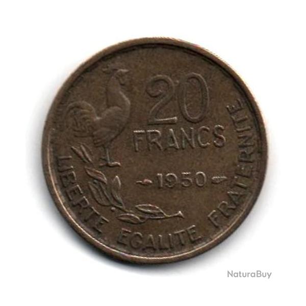 Pi�ce de Monnaie France  20 francs G. Guiraud 1950 4 Faucilles