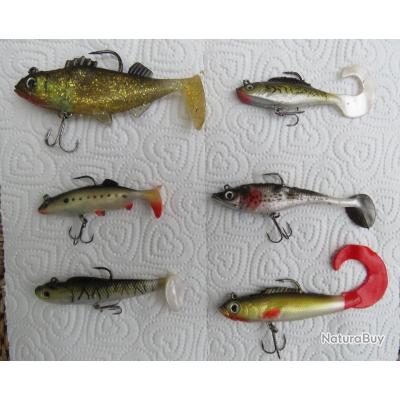 LE FISH Lot de 6 leurres souples type shad 10cm/5gr - Carnassiers, Leurres souples, Leurres
