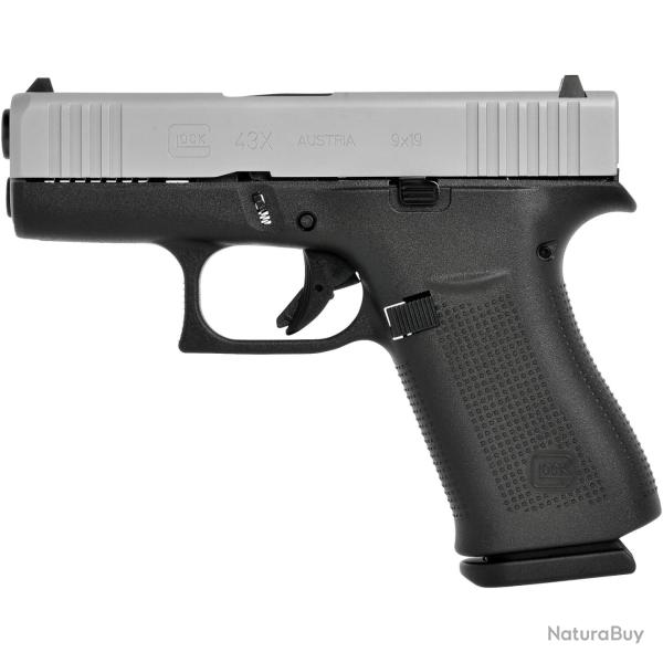 Pistolet Glock 43X (Mod�le: ADJ - silver slide, Calibre: .9mm Luger)