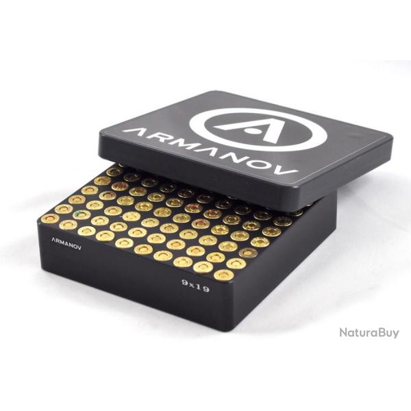Bo�te de jauge Armanov Bo�te de 100 poches arri�re avec couvercle rabattable /9x19, .38, .40