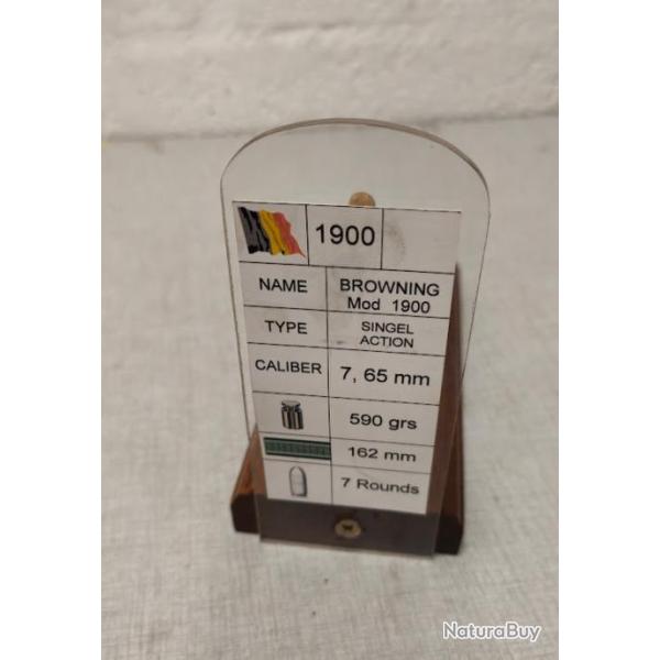 Support de prsentation en bois pour pistolet Browning mod1900