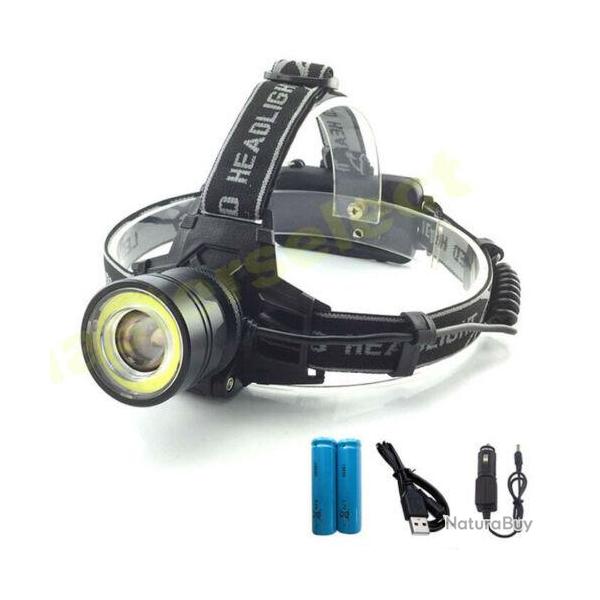 LAMPE FRONTALE RECHARGEABLE sur batterie SMD COB LED PUISSANTE AVEC CHARGEUR 12V USB Puissante