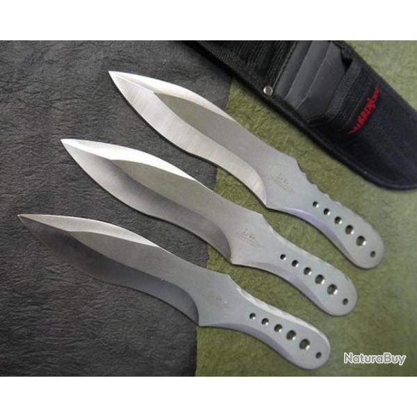 3 Couteaux de Lancer Gen-X Throwing Set Acier AUS-6 Etui Nylon Gill Hibben GH5029