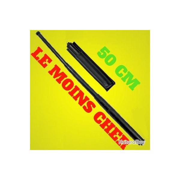 Matraque T�lescopique Acier 50cm + Etui Rangement Simili Cuir