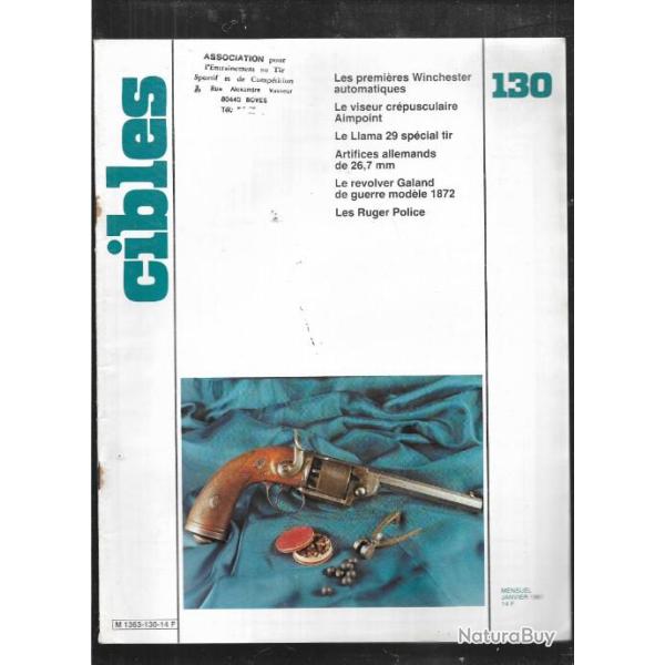 cibles 130 les premi�res winchester automatiques, viseur aimpoint, llama mod.xxix sp�cial tir 22lr,