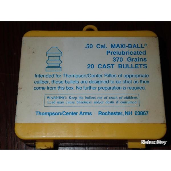 Boite neuve d'1 ogives Thompson - 7795 - cal 50 en 370 gr lubrifi�