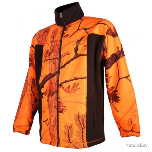 BLOUSON POLAIRE MARRON ET CAMOUFLAGE ORANGE t M