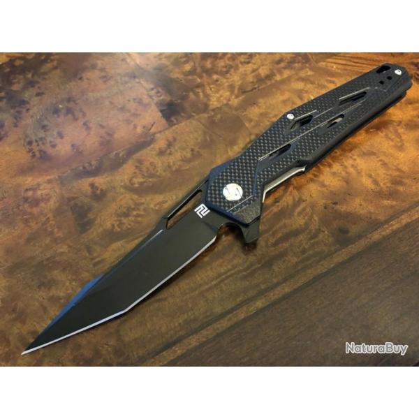 Couteau Artisan Interceptor Black Manche G-10 Lame Acier Black D2 Linerlock Clip ATZ1812PBBK