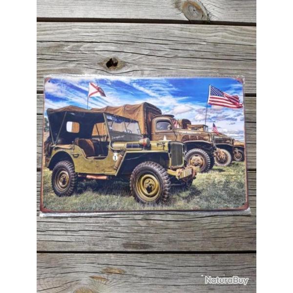 PLAQUE METAL PROPAGANDE U.S. WWII "JEEP"
