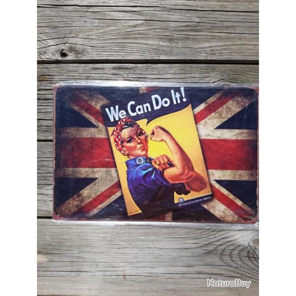 PLAQUE METAL DRAPEAU ANGLAIS "WE CAN DO IT"
