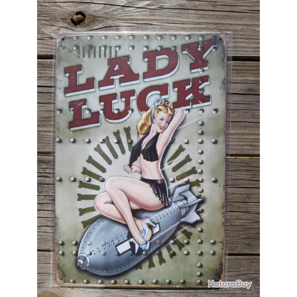 PLAQUE METAL PROPAGANDE U.S. "LADY LUCK"