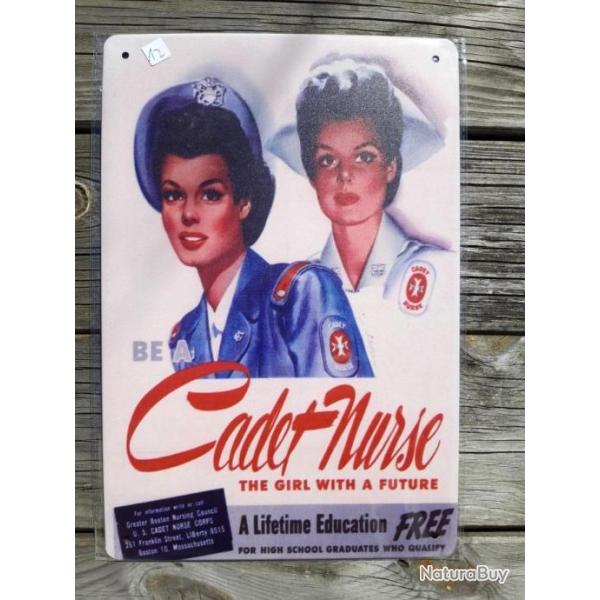PLAQUE METAL PROPAGANDE U.S. WWII "CADET NURSE"