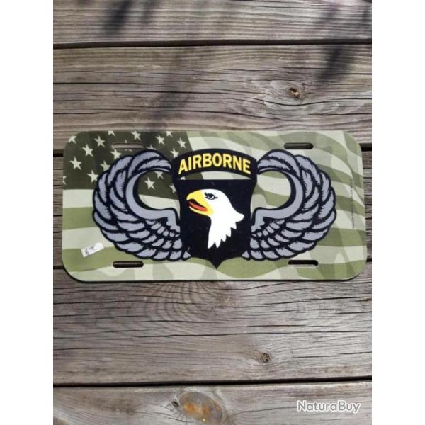 PLAQUE PLASTIQUE TYPE LICENSE PLATE "101 EME AIRBORNE AILEE"