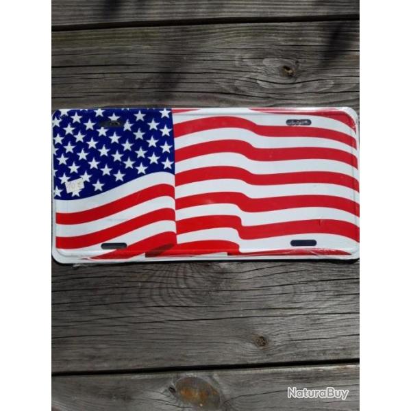 PLAQUE METAL TYPE LICENSE PLATE DRAPEAU USA