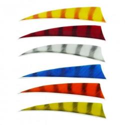 BEARPAW - Plumes naturelles zébrées Shield 4" ORANGE - JAUNE