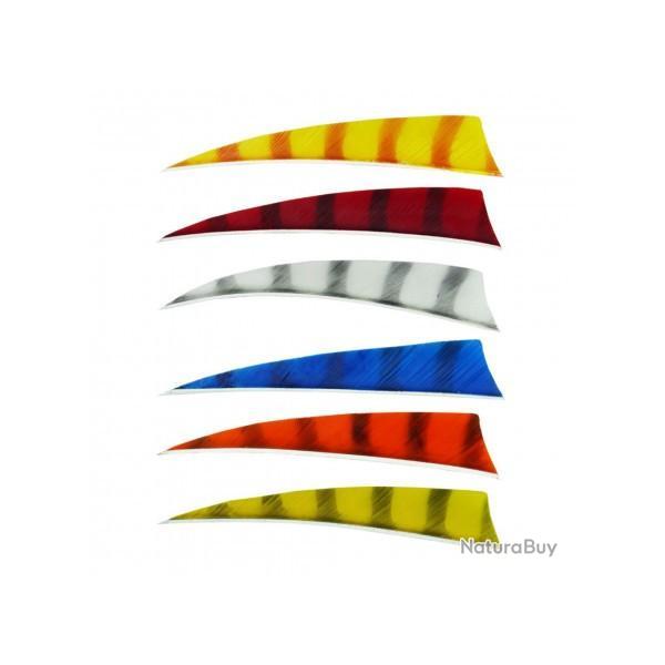 BEARPAW - Plumes naturelles z�br�es Shield 4" ORANGE - JAUNE