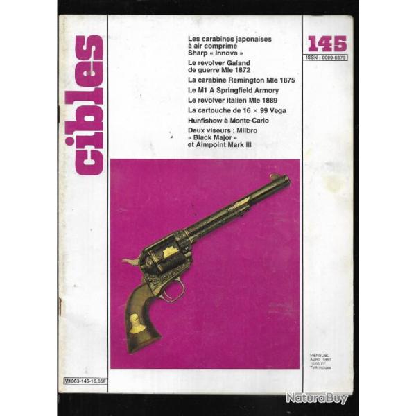 cibles 145 r�volver galand de guerre mod.1872, r�volver italien 1889, carabine remington 1875