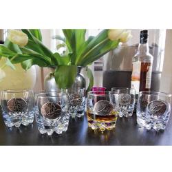 Verres à Whisky 30 cl décor étain relief de gibiers Lot de 6