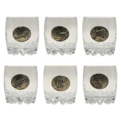 Verres &agrave; Whisky 30 cl d&eacute;cor &eacute;tain relief de gibiers Lot de 6