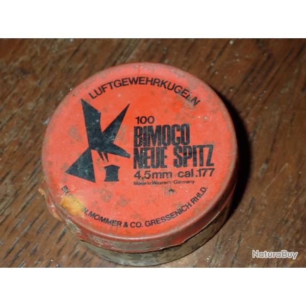 Boite ancienne de 100 plomb - Bimoco - 4,5mm - new spitz - boite oxyd