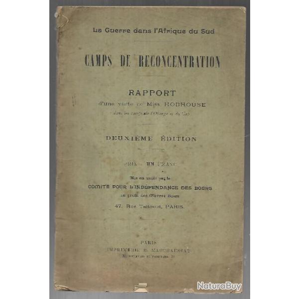 guerre des boers tr�s rare plaquette camps de reconcentration ,  la guerre dans l'afrique du sud ,